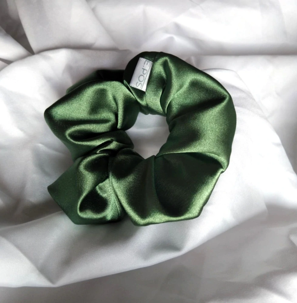Scrunchie midi olivově zelená